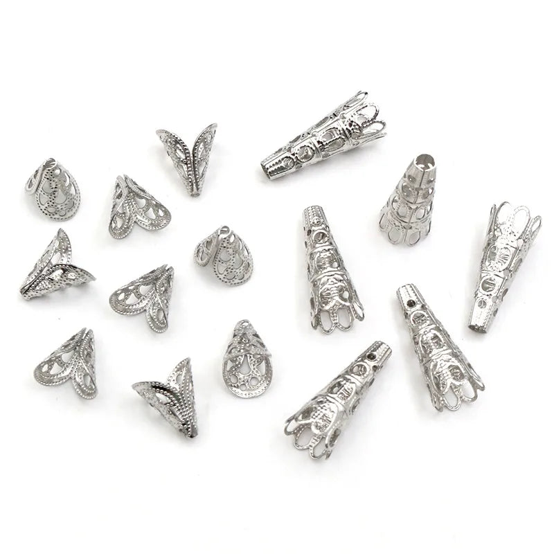 30pcs Stainless Steel Beads Caps Flower Shape Spacer Bead End Caps DIY Jewelry Making Findings for Necklace Bracelet Accessories