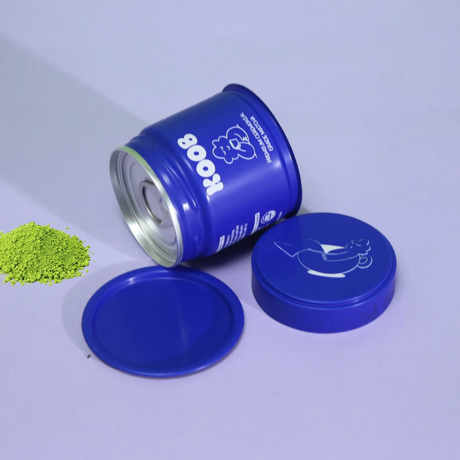 Wholesale Japanese Empty Blue Matte Matcha Powder Premium Metal Tin Cans 30g 50g Branded Tins Matcha 40grams