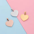 20*20mm Flat Heart Charm Love Pendant Stainless Steel Charm Hypoallergenic Custom Logo Pendants for Jewelry Making