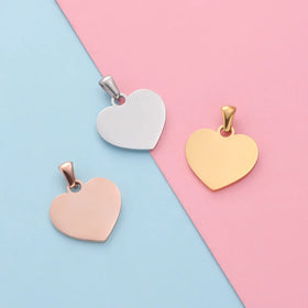 20*20mm Flat Heart Charm Love Pendant Stainless Steel Charm Hypoallergenic Custom Logo Pendants for Jewelry Making