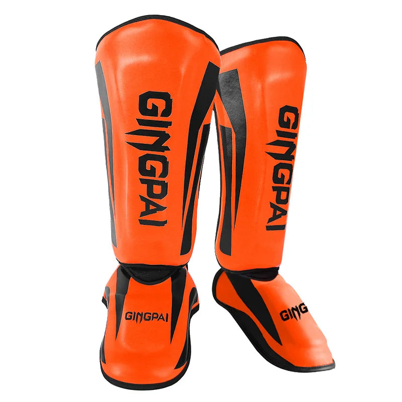 Muay Thai Sanshou Kickboxing with Foot Instep Shin Guards and Thickened Combat Ankle Guards