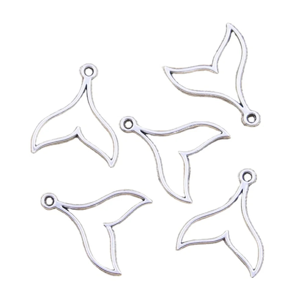 Charms Hollow Whale Tail 20x17MM Antique Bronze Silver Color Pendants DIY Making Findings Handmade Tibetan Jewelry