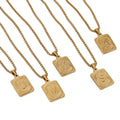 G80 Square Pendant Chain Stainless Steel A-Z Alphabet Letter Initial Necklace
