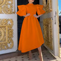 2023 Summer New Double -layer Lotus Leaf Sleeve Solid Dress Mother of the Bride Dresses for Wedding Casual Dresses Formal