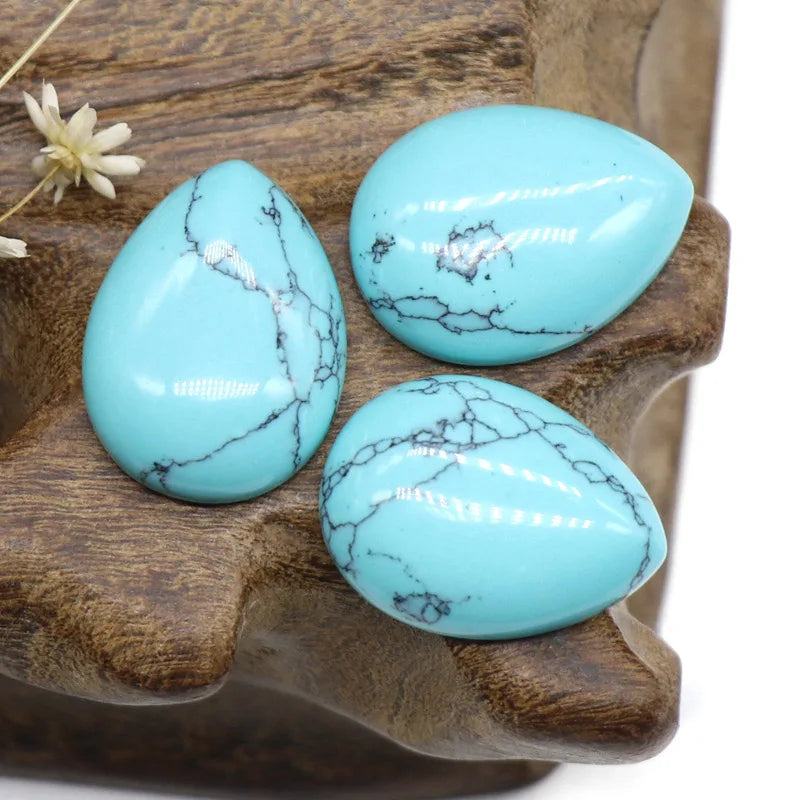 Best Quality Blue Cabochons Loose Gemstone Blue Turquoise Stone Carved Feng Shui Style for HZ Jewelry Making