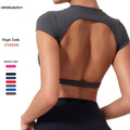 High Elastic Sports Shirts Custom Logo Workout Tops Short Sleeve Gym Crop Top Seamless Fitness Yoga T Shirt for Women