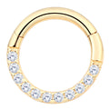 Eternal Metal 14K Solid Gold Frontside Paved CZ Hinged Segment Clicker Nose & Ear Piercing Jewelry