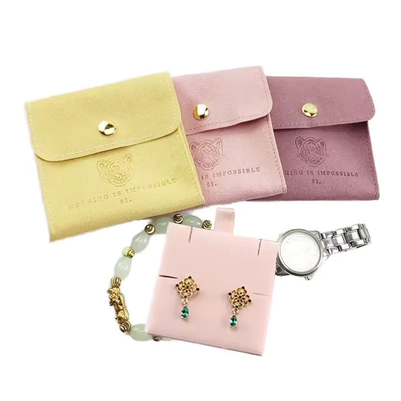 Small Velvet Jewelry Pouch Custom Printed Stocked Design for Earring & Watch Packaging Low MOQ Leather & Cotton Material