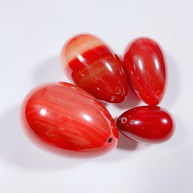 Huiying Crystal Red Agate Yoga Exercise Eggs Jade Stone Massage Yoni Eggs Jade Eggs