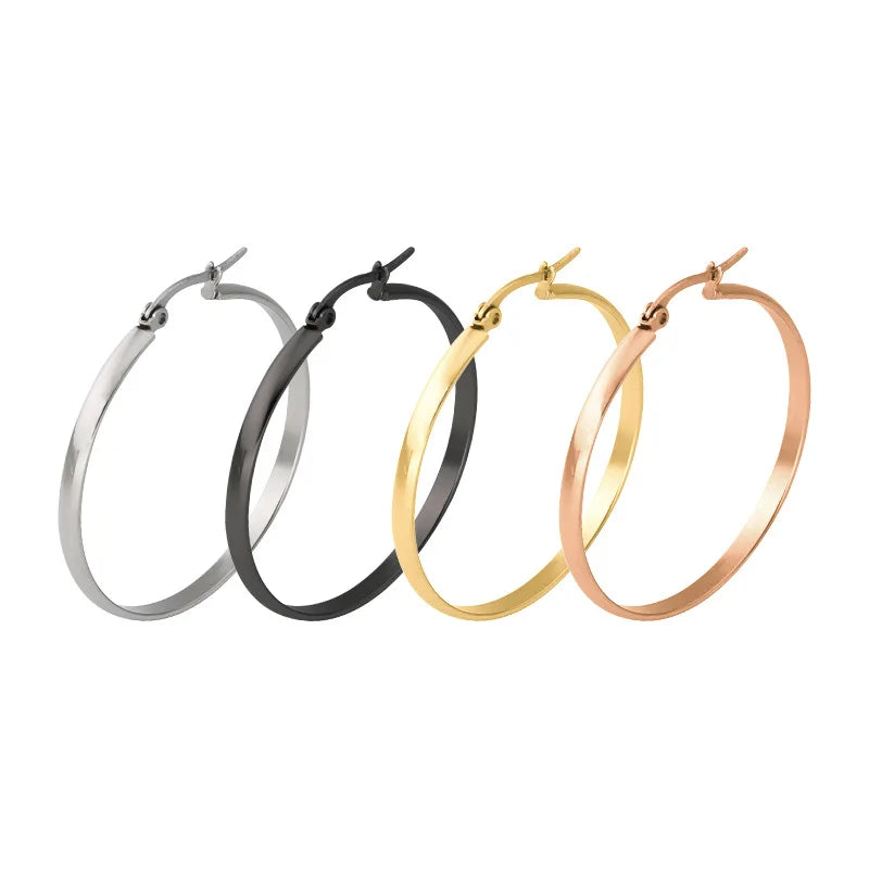 Boho Blank Stainless Steel Flat 3mm Hoop Dangle Earring Rich Colors Sizes Diy Beaded Beads Fringe Hoops Etc Women Earrings