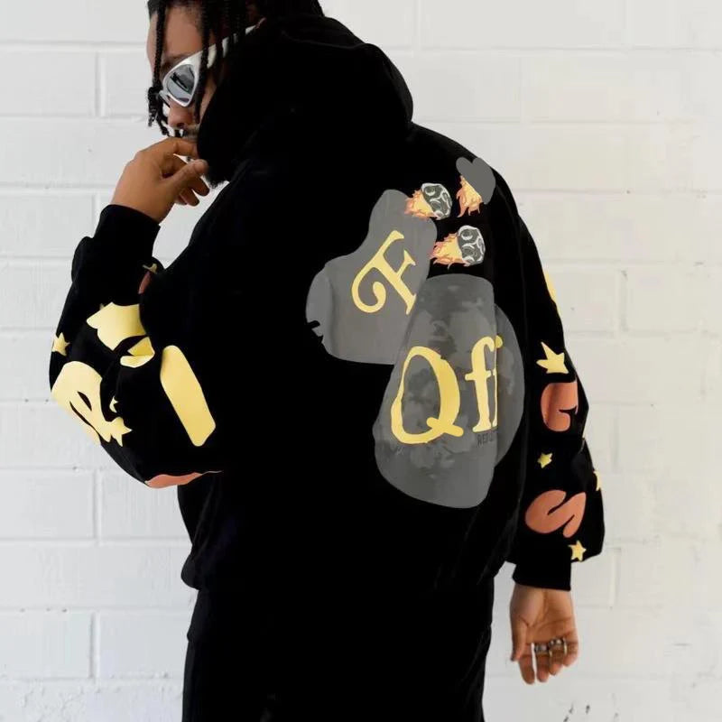 Custom logo Streetwear Vintage Men Pullover Unisex French Terry 100% Cotton Heavyweight 3D Puff Print Hoodies