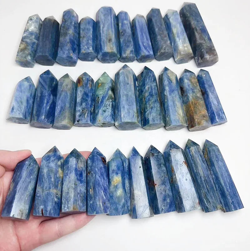 Natural Rough Gemstone Carving Blue Kyanite Wand Mineral Crystal Kyanite with Quartz Towers