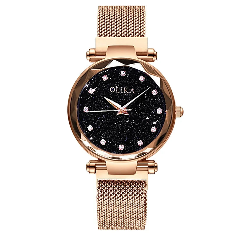 Olika Customizable Women's Stainless Steel Band Watch with Pointer Dial Display Fashionable Quartz Movement Charm Watches