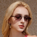 2025Round Frame UV400 Protection Metal Gradient Rivet Metal Stainless Oval Frame Shade Small Frame Polarized Sunglasses