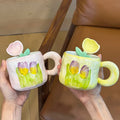 Personalized Logo Sublimate Nordic Italian Sublimation Tulip 450Ml Coffee Mug Ceramic Cute Espresso Cup and Spoon