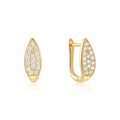 Fashion Jewelry 925 Sterling Silver Earrings Geometric Leaf Shape Full Diamond Gold Plated Hoop Earrings Women Luxury