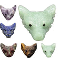 Wolf Head Statue Pendant Natural Stone Crystal Quartz Carved DIY Necklace Jewelry Decor