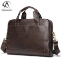 Andong Men's Briefcase Business Shoulder Bag Genuine Cow Leather Messenger Bags 13.5 Inch Laptop Handbags Office Travel Retro