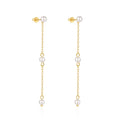 925 Sterling Silver Three Pearl Long Tassel Chain Gold Plated Stud Earring for Women Dropshipping Products 2023