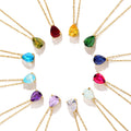 EManco Hot Sale Shiny Crystal Necklace Stainless Steel Teardrop Zirconia Pendant Women's Birthstone Collarbone Chain Wholesale