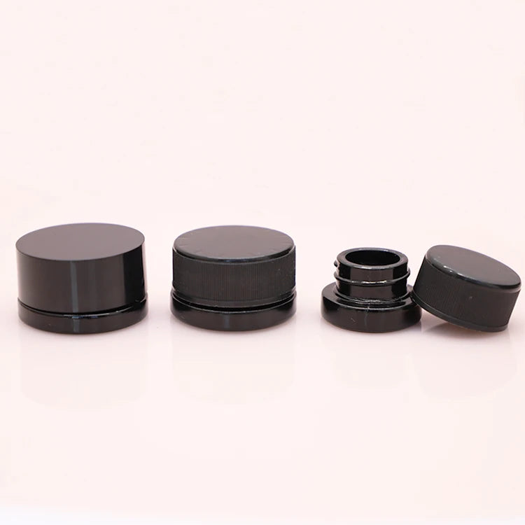 5ml 9ml Childproof Black Uv Smell Proof Violet Glass Jar Cosmetic Small air Tight Jar Container Black pp Lid