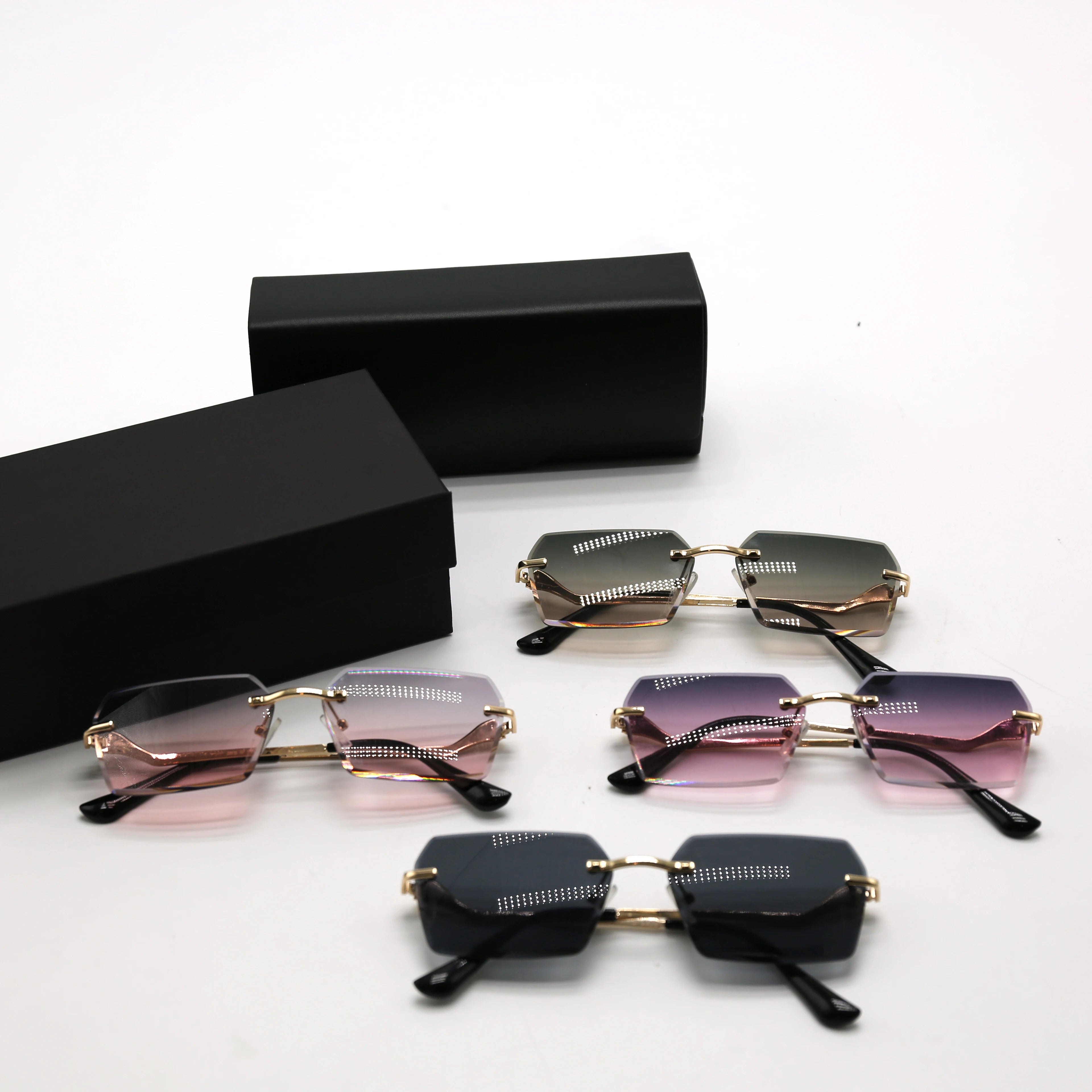 Wholesale Sunglasses Designer Brand Rimless for Mens Luxury Small Frame Sunglasses Trending Sunglasses