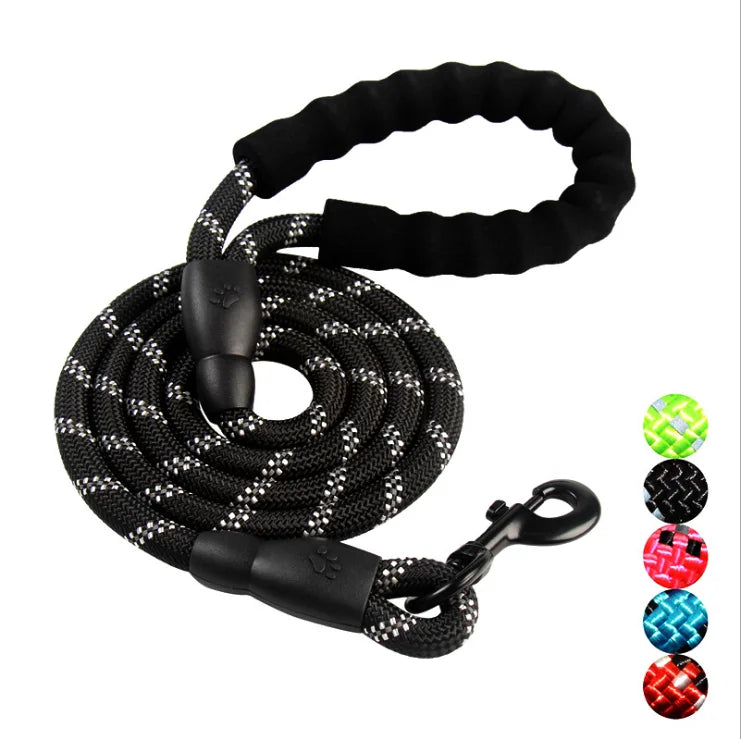 Kingtale Heavy Duty Dog Leash Soft Foam Handle with Reflective Feature Black Solid Real Hair Pet Collar Promotional Wholesale