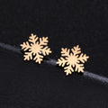 Fashion Non Tarnish 18K Gold Rose Plated Stainless Steel Tiny Snowflake Stud Earrings for Women Ladies