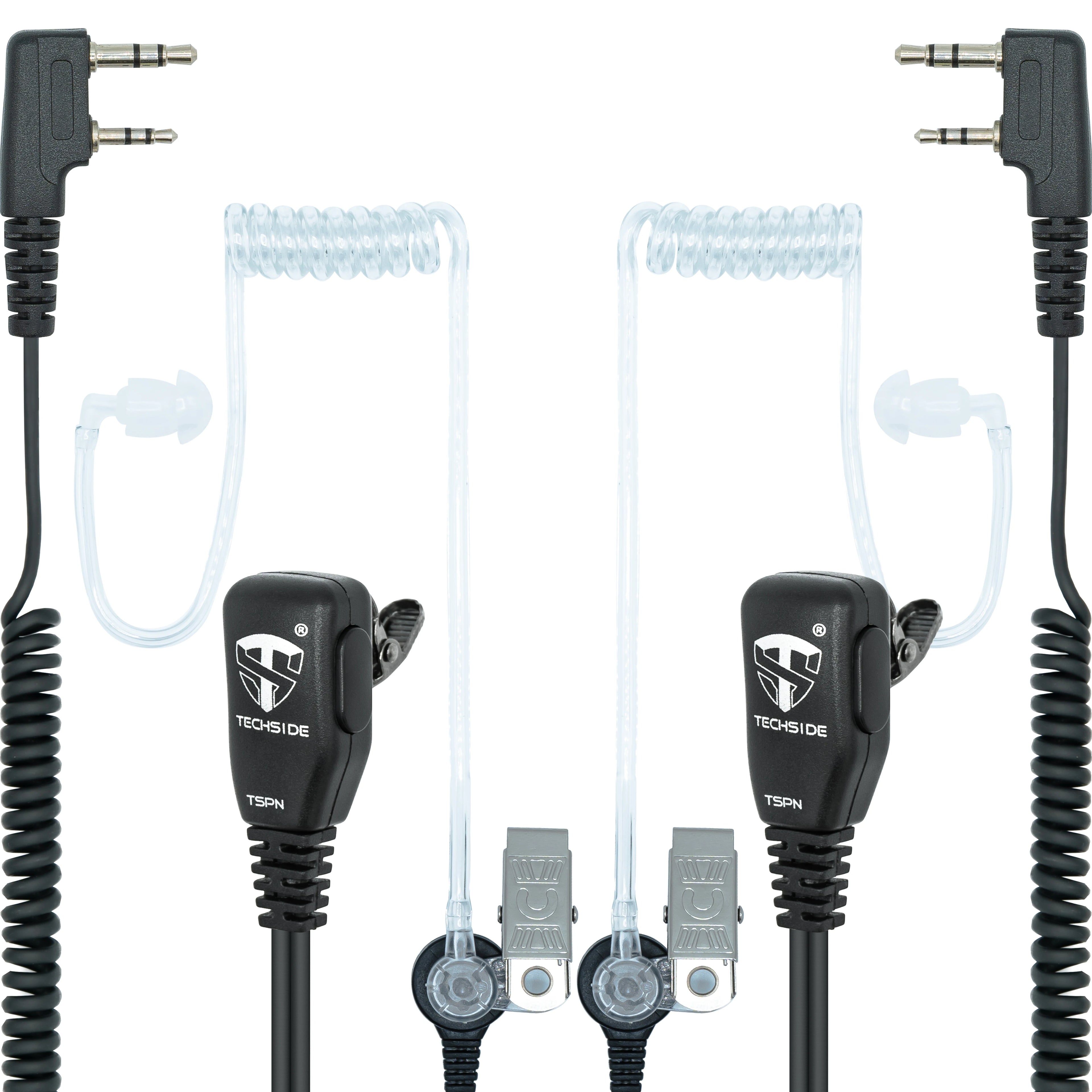 Factory Price TechSide TSPN-2 Rubber Pneumatic Over-Ear Spiral Cable 200 cm Microphone Earpiece Security Compatible Kenwood
