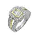 Two Tone Women Jewelry S925 Sterling Silver Radiant Cut CZ Engagement Ring Split Shank Ring Anniversary Gift