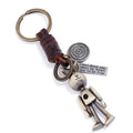 New Arrival Cute Rabbit Pendant Keychain Genuine Leather Woven Keyrings with Metal Material Trinket for Girls