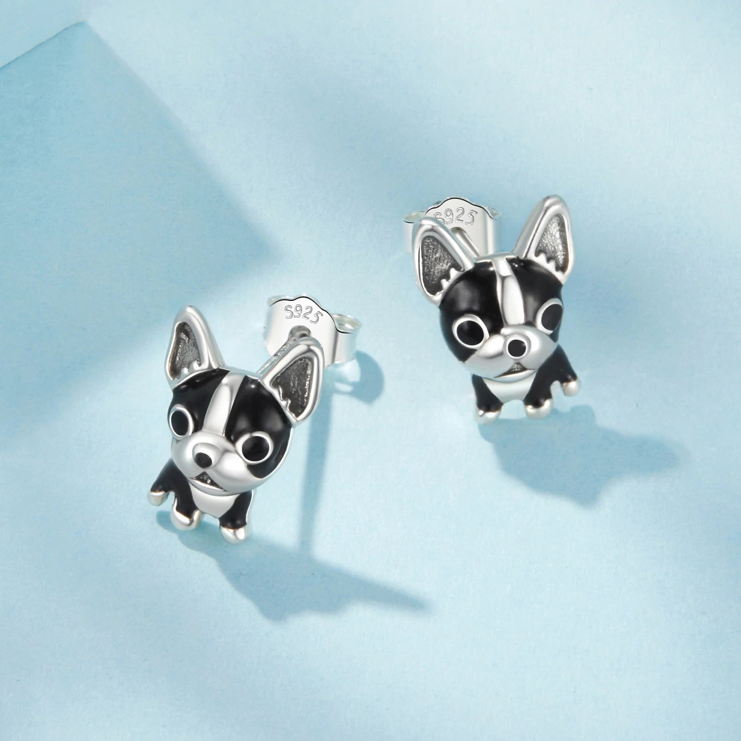 New Design 925 Sterling Silver Cute Dog Clip Earrings Ring Set Animal Earring Girl Jewelry