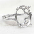 Sterling Silver 10*14mm Semi Mount Ring Empty Frame Blank Support Claws Setting S925 Base Holder Without Center Stone for Inlay