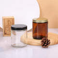 8oz Green Amber clear Elegant Candle Glass Jars for Candles Custom With Customized Box
