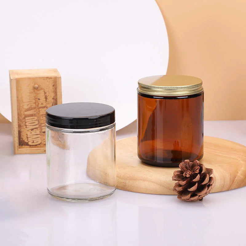 8oz Green Amber clear Elegant Candle Glass Jars for Candles Custom With Customized Box