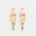 LOZRUNVE 925 Silver Jewelry Rainbow Geometric Party Stud Earring 18k Gold
