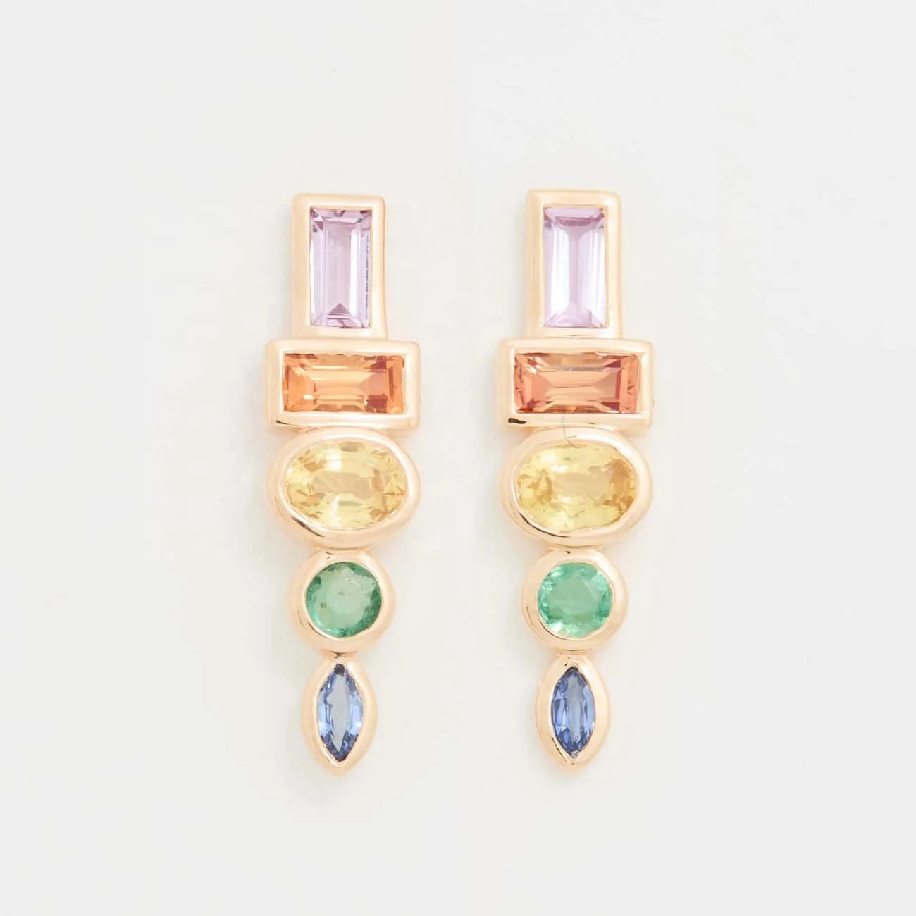 LOZRUNVE 925 Silver Jewelry Rainbow Geometric Party Stud Earring 18k Gold