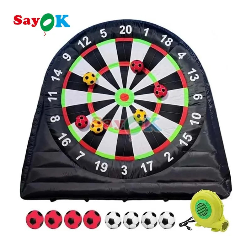 Sayok Large Interactive Football Dart Inflatable Sports Games Inflatable Football Darts with 8pcs Balls
