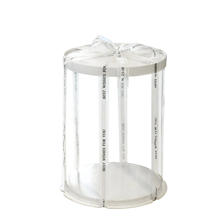 Custom Logo Clear Round Cake Boxes 8" Round Transparent Cake Box in Bulk
