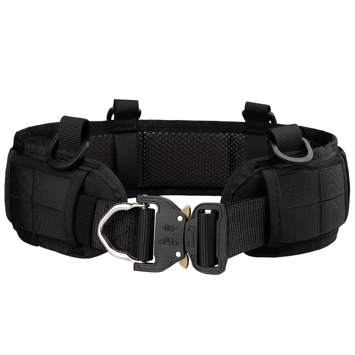 Black Molle Waist Belt Tactical Adjustable Padded Belts with Mesh Lining for Shooting
