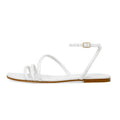 2020 Tailingjia White Comfort Flats Summer Shoes Ankle Strap for  Women Flat Sandals Large Size