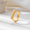 Tarnish Free Jewelry Custom Minimalist 18K Gold Stainless Steel Ring Engraved Logo Geometric Ring for Women Men YF2734