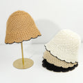 Custom Logo Knitted Fisherman Bucket Hat for Kids New Outdoor Hollow Out Hat With Straw