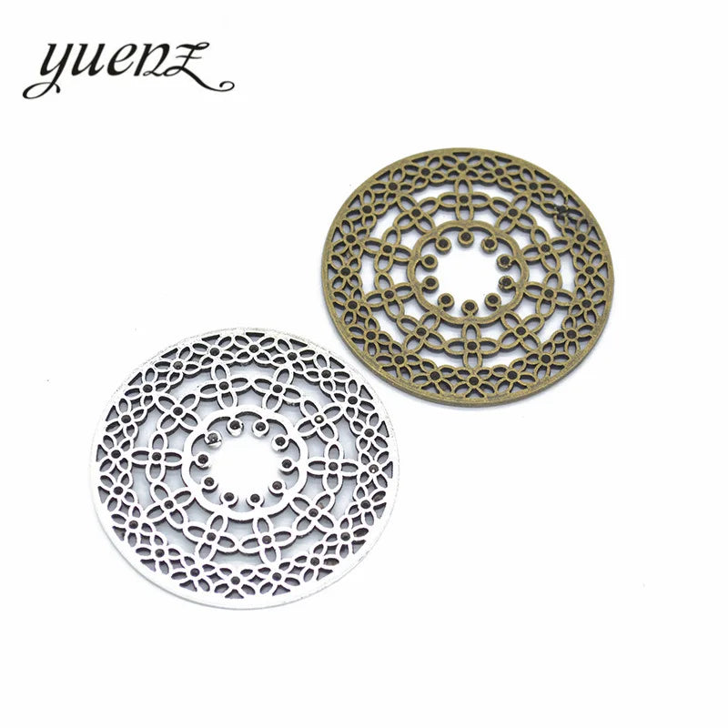 YuenZ Antique Hollow Round Flower Charms Metal Pendants for Jewelry Making DIY Crafts Jewelry Findings 45*45mm B125