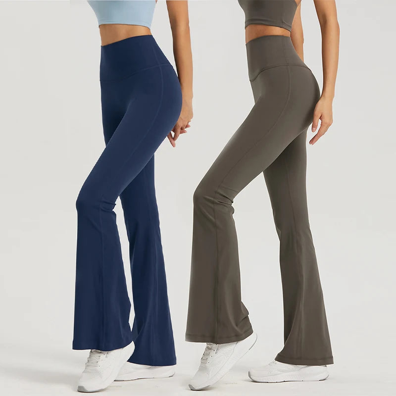 Wholesale Women's High Waist Soft Flared Wide Leg Yoga Leggings Free Size Active Gym Workout Apparel Elastic Waist Closure Solid