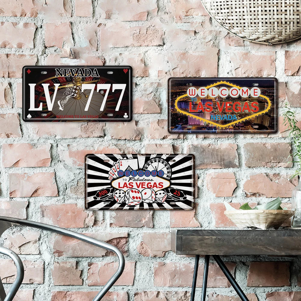 Wholesale Las Vegas Car License Plate Landscape Tin Metal Sign for Home Bar Wall Decor