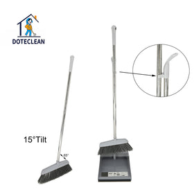 2121 Eco-friendly Durable PET Material Household Pet Cleaning Broom and Teeth Design Dustpan Set