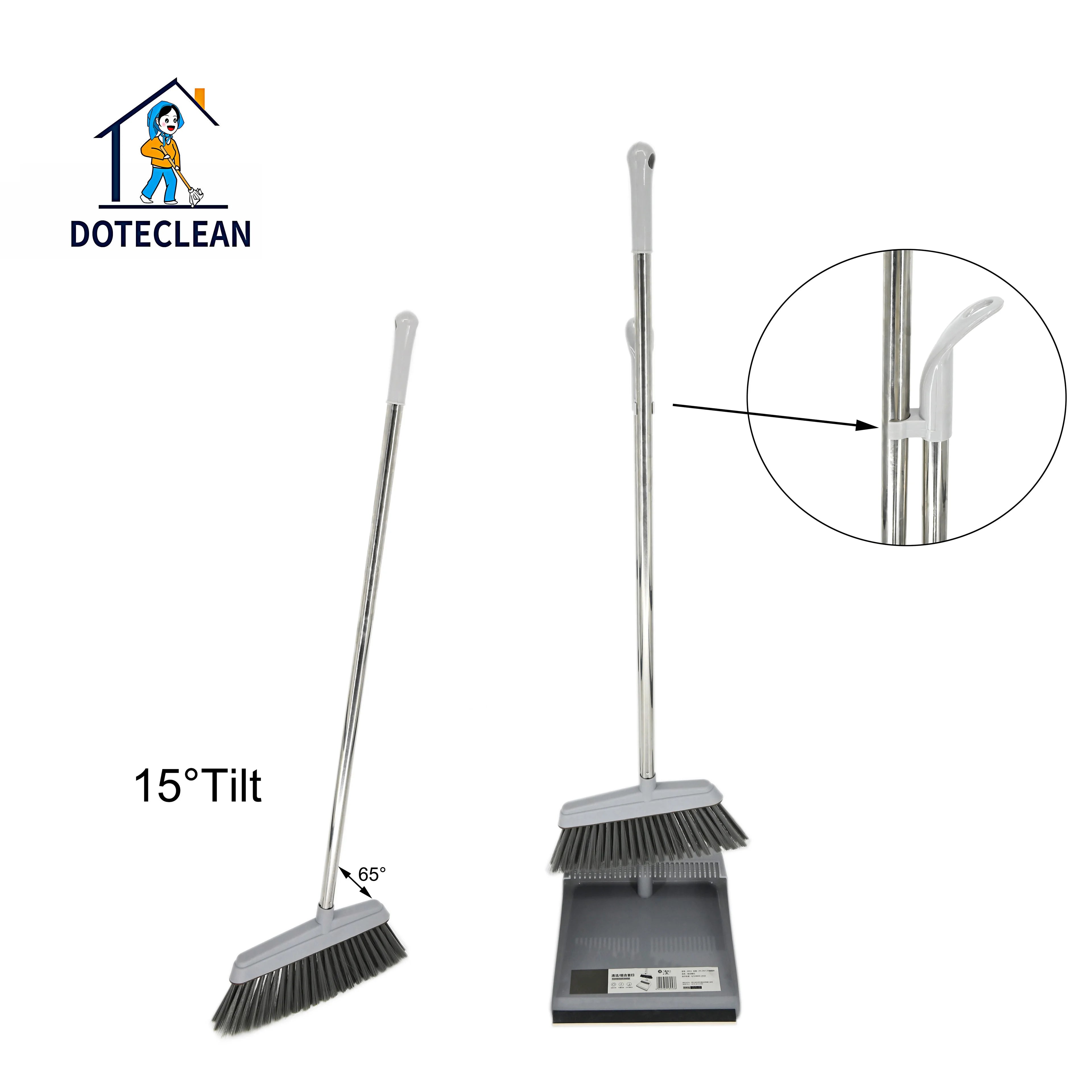 2121 Eco-friendly Durable PET Material Household Pet Cleaning Broom and Teeth Design Dustpan Set
