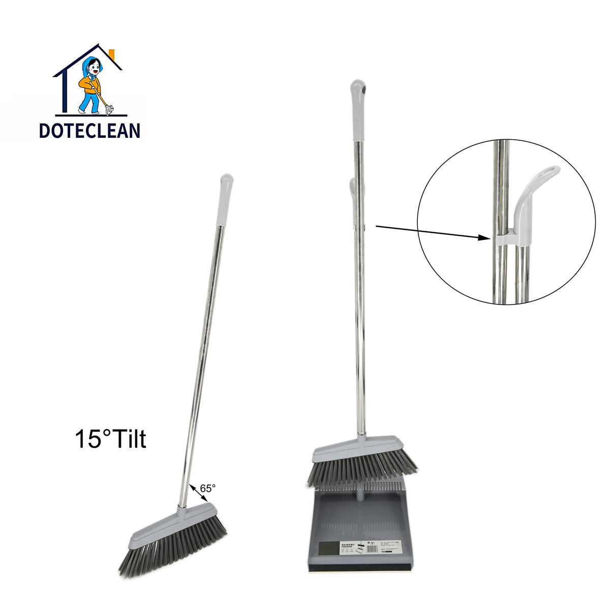 2121 Eco-friendly Durable PET Material Household Pet Cleaning Broom and Teeth Design Dustpan Set