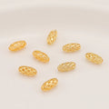 14K Gold Plated Jewelry Beads Metal Hollow Brass Oval Bead 8mm Loose Beads for Jewelry Making